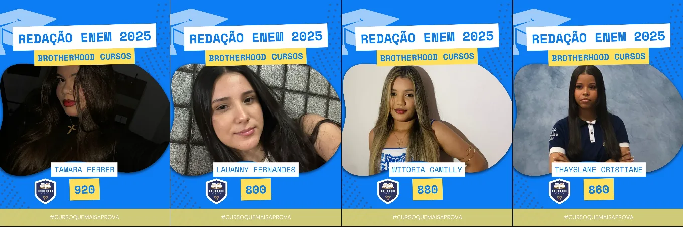 Notas de Redação ENEM 2025 — Tamara Ferrer 920, Lauanny Fernandes 800, Witória Camilly 880, Thayslane Cristiane 860